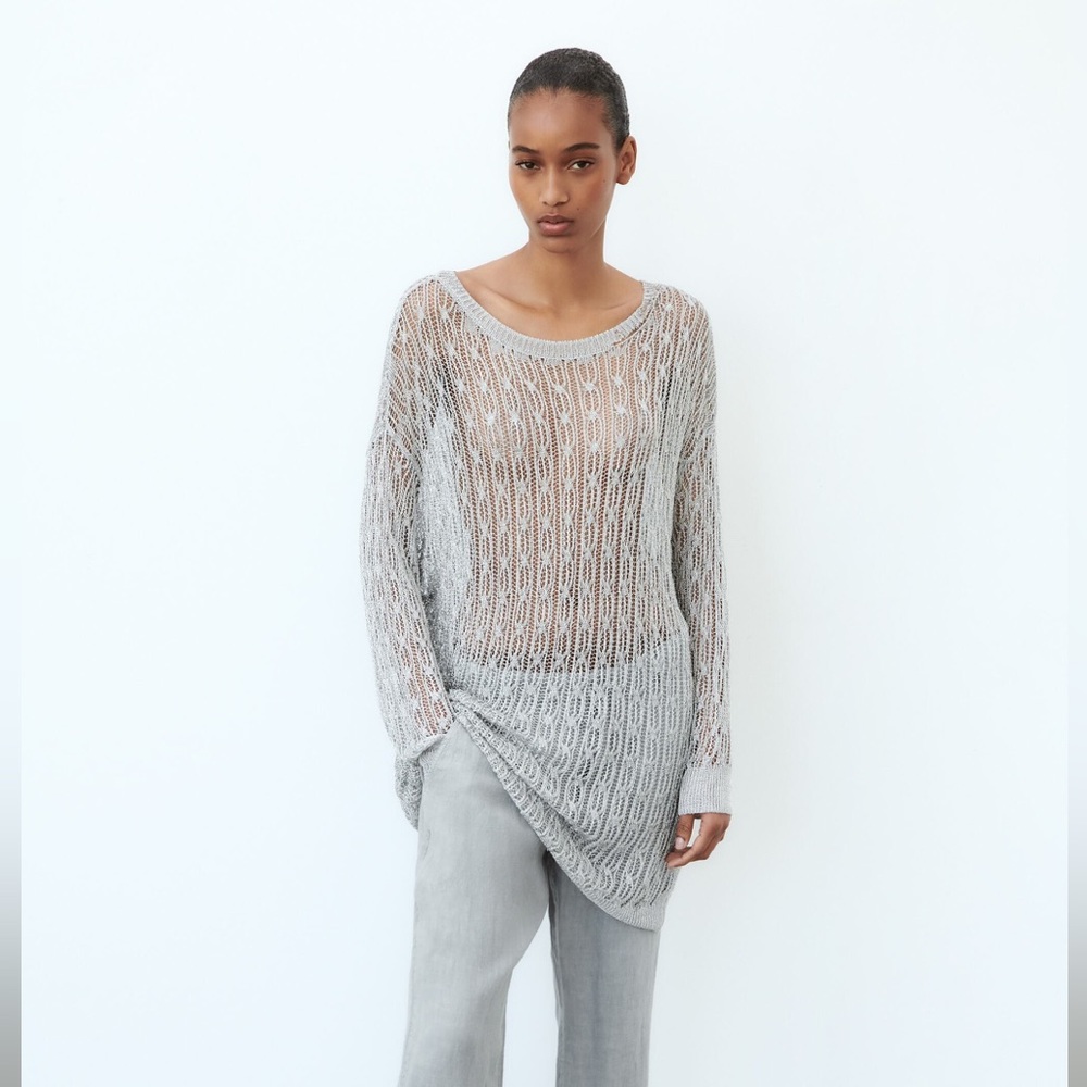 Zara Gray Crew Neck Sweater